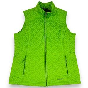 Eddie Bauer Womens Medium Vest Puffer Quilted Green Polyester
